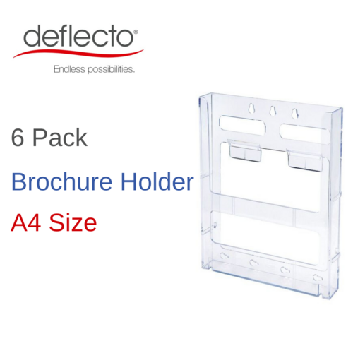 6 X Deflecto A4 Lit-Loc Brochure Holder LLA4 – Clear