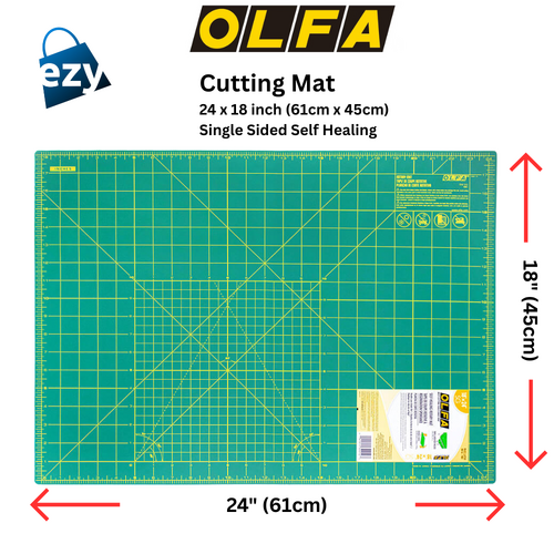 Olfa Cutting Mat 24 x 18 inch Single Sided Self Healing Medium (61cm x 45cm) Crafts & Sewing Green - OL4125