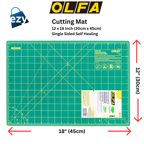 Olfa Cutting Mat 12 x 18 inch Single Sided Small (30cm x 45cm) Crafts & Sewing Green - OL4124
