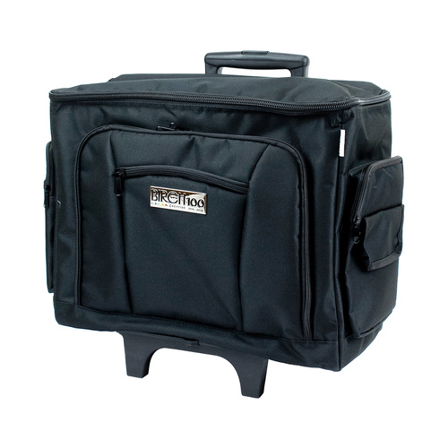 Sewing Machine/ Overlocker Trolley Tote Bag On Wheels With Ample Storage, Adjustable Handle & Zippered Pockets  | 45L x 22W x 37H cm | 006105 - BLACK