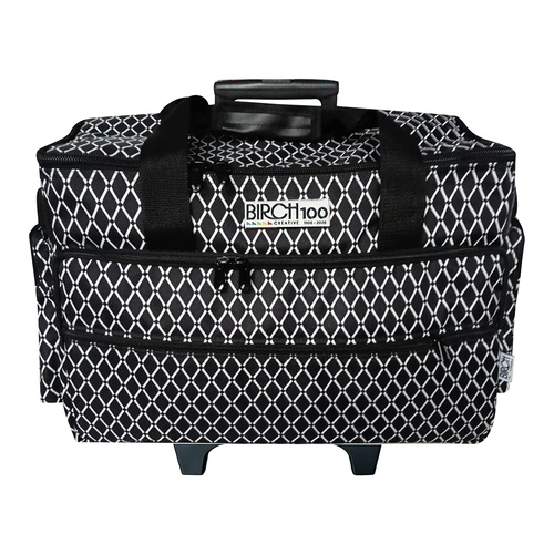 Large Sewing Machine/Overlocker Trolley Tote Bag On Wheels With Telescoping Handle Heavy Duty & Super Strong Zips | 51L x 38W x 28H cm | 006106 - WHIT