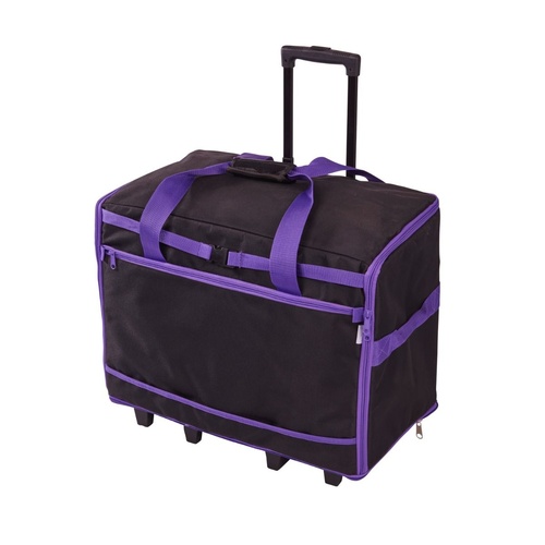 Extra Large Sewing Machine Trolley Bag on Wheels Large Pockets & Super Strong Zips | W63 x H43 x D30cm | 006107 - BLACK/PURPLE TRIM