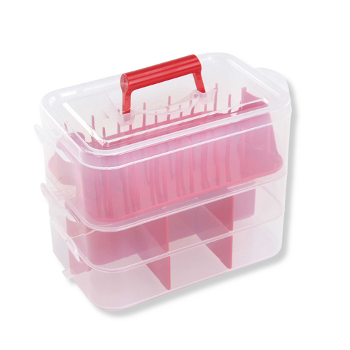 Storage Box 3-Tier Craft Organizer Clear Compartment Containers