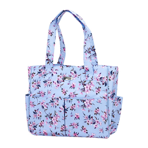 Sewing/Craft Storage Case Bag With Floral Pattern & Sturdy Handle And Zippered Closure | 34cm x 12.5cm x 29cm | 010710 - FLORET BLUE