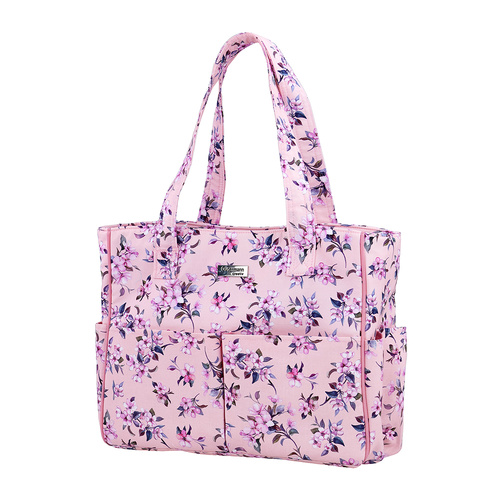Sewing/Craft Storage Case Bag With Floral Pattern & Sturdy Handle And Zippered Closure | 34cm x 12.5cm x 29cm | 010710 - FLORET PINK