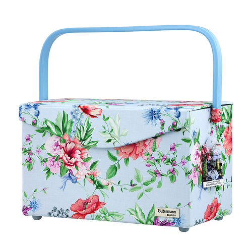 Sewing Basket Storage With Internal Pocket & Magnetic Closure With Compartments For Sewing Supplies, Accessories  | 28.5 x 15.5 x 18.5cm | 010715 - BL