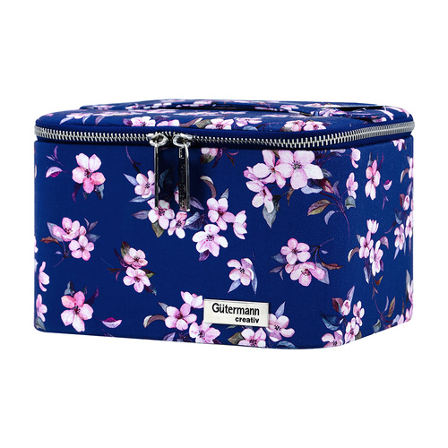 Small Sewing Basket With Floral Pattern, Zipper Enclosure Handy Lightweight & Portable For Sewing Accessories |19.5 x 15 x 12.5cm | 010716 - FLORET NA