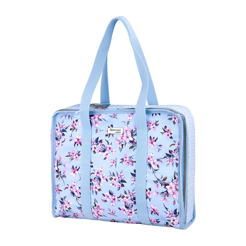 Sewing/Craft Storage Case Bag With Floral Pattern, Zipper Closure & Comfortable Shouilder Strap | 34 x 10 x 27.5 cm |  010717 - FLORET BLUE