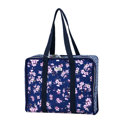 Sewing/Craft Storage Case Bag With Floral Pattern, Zipper Closure & Comfortable Shouilder Strap | 34 x 10 x 27.5 cm |  010717 - FLORET NAVY