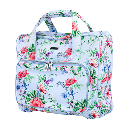 Sewing/Craft Storage Case Bag With Floral Pattern & Sturdy Handle With Large Pockets & Compartments | 48 x 15 x 33cm | 010718 - BLOSSOM BREEZE BLUE