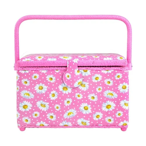 Birch Sewing Basket Rectangle Large 29x18x21.5cm 010907 - Daisy Pink