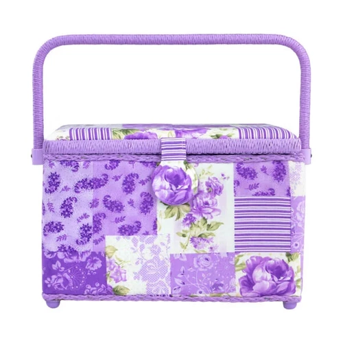 Birch Sewing Basket Rectangle Large 29x18x21.5cm 010907 - Patchwork Lavender