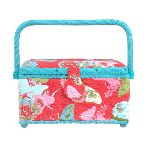 Small Sewing Basket Rectangle With Secure Closure For All Sewing Accessories | 25 x 14 x 18.5cm | 010908 - BUTTERFLY BLISS