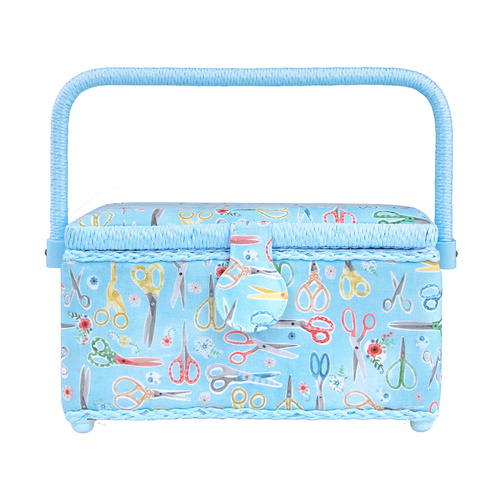 Small Sewing Basket Rectangle With Secure Closure For All Sewing Accessories | 25 x 14 x 18.5cm | 010908 - SCISSORS ART
