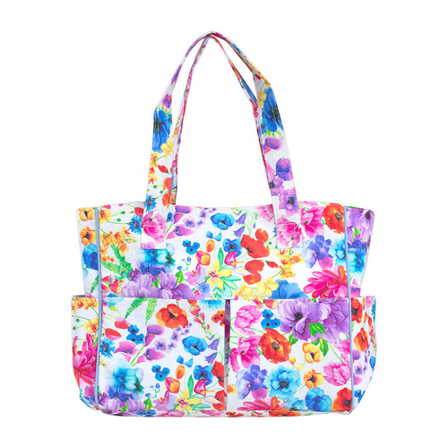 Sewing/Craft Storage Case Bag With Floral Pattern & Sturdy Handle With Additional Pockets | 34cm x 12.5cm x 29cm | 011002 - FLORAL EXPLOSION