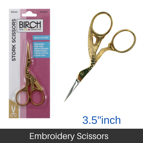 BIRCH Stork Embroidery Scissors Gold Plated 90mm (3.5"Inch) - 012244