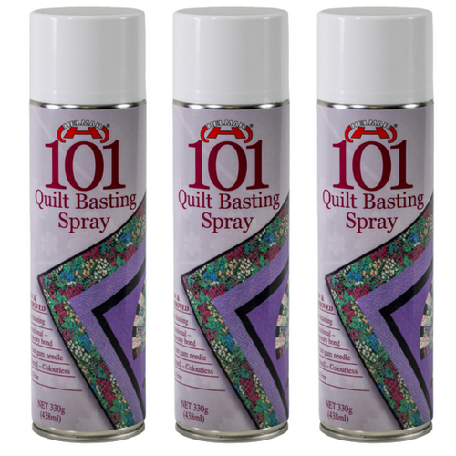 3 X Helmar 101 Quilt Basting Spray 330g Quilting Spray, Re-positionable Acid Free - 048219