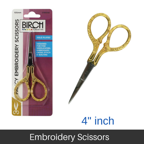 BIRCH Fancy Embroidery Scissors Gold Plated 105mm (4"Inch) - 018008