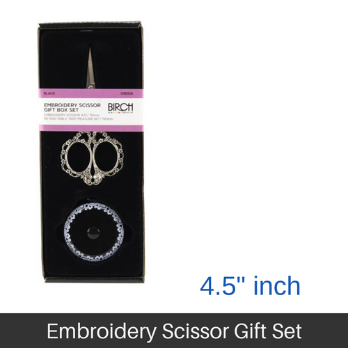 BIRCH Embroidery Scissor 2 Piece Gift Box Set With Tape Measure BLACK - 018026-BLACK