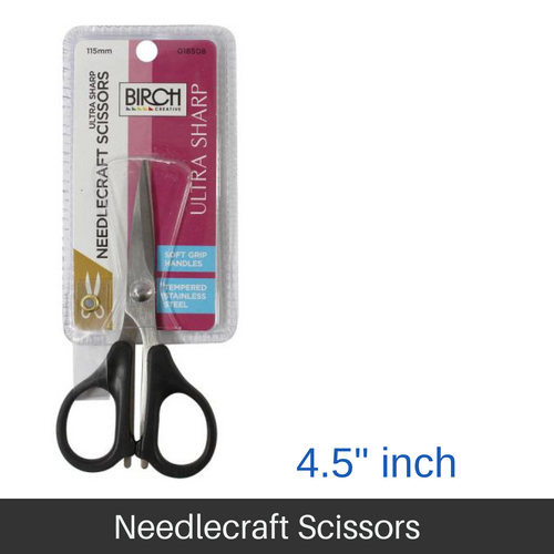 BIRCH Needlecraft Scissors Ultra Sharp Tempered S/Steel Blades Soft handle 115mm (4.5"Inch) - 018508