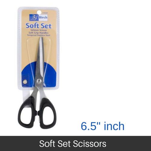BIRCH Scissors Soft Set Tempered S/Steel Blades Soft handle 165mm (6.5"Inch) - 018509