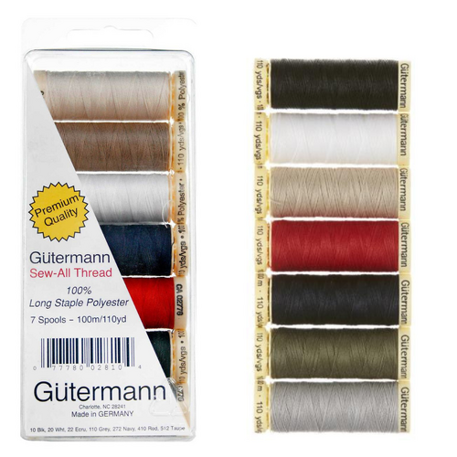 Gutermann Sew-All 100% Polyester Sewing Thread 7x100m Reels Mixed Colours - 019062