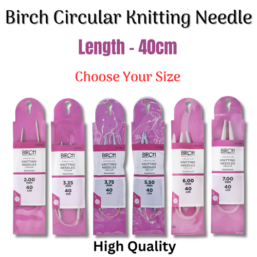 Birch Knitting Needles Premium Circular 40cm Length - Choose Needle Size