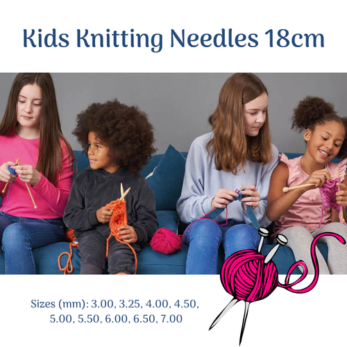 Kids Knitting Needles Small Sizes Pair Children's Learning Set | 18cm |
