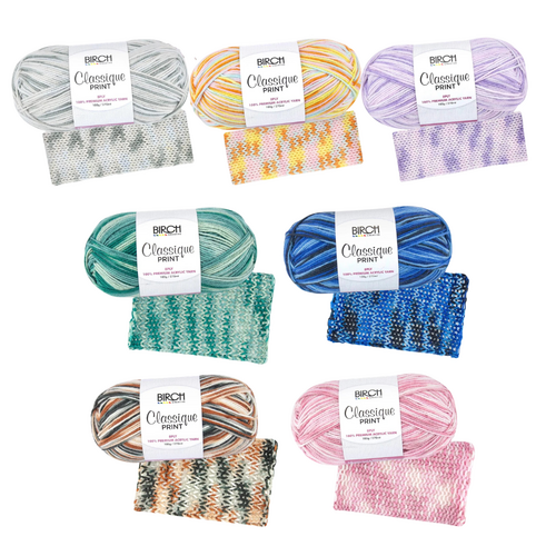 Birch Classique Yarn Print 100% Acrylic 100g Ball 8ply 10 PACK - Choose Your Colour