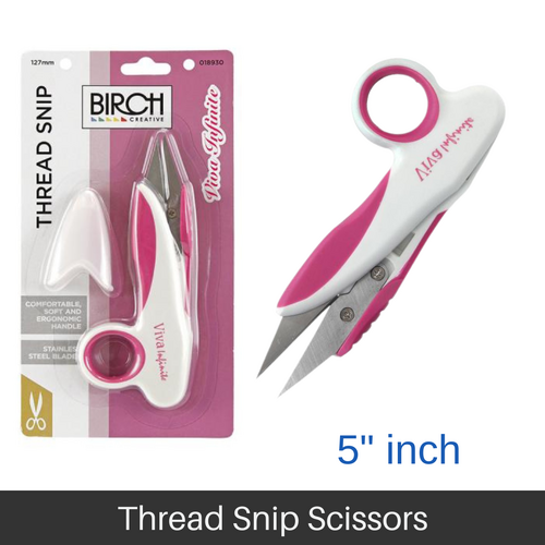 BIRCH Thread Snips Pink Viva Soft & Ergonomic Handle 5", Cutter Sharp Blades - 018930