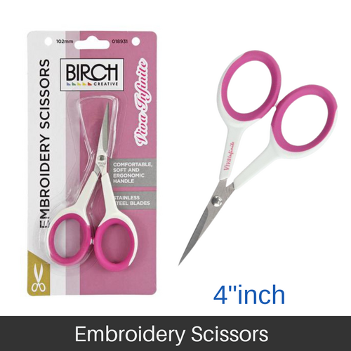 BIRCH Embroidery Scissors Viva Infinite S/Steel Blades Comfort Handle 102mm (4."Inch) - 018931