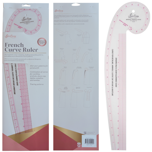 Sew Easy French Curved Ruler Imperial Measurements With Grading Rule Included Quilting and Crafts - NL4198