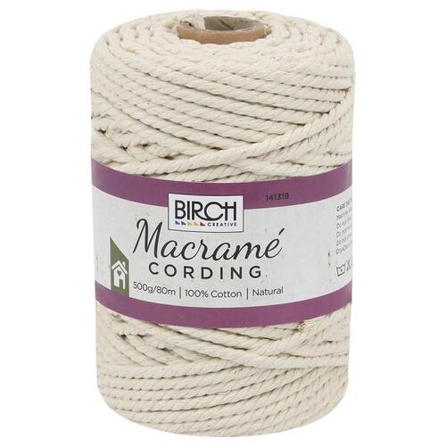 Macrame Cording Cord 100 % Cotton 500 Gram, 80 m Natural