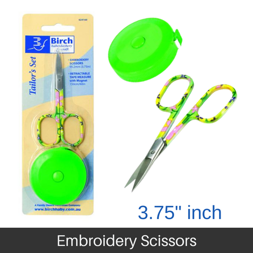 Birch Tailor's Set Retractable Tape Measure with Magnet Plus Embroidery Scissors  