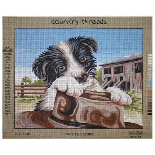 Country Threads Tapestry  READY FOR WORK Design Printed On Canvas 43cm x 36cm - TFJ-1049