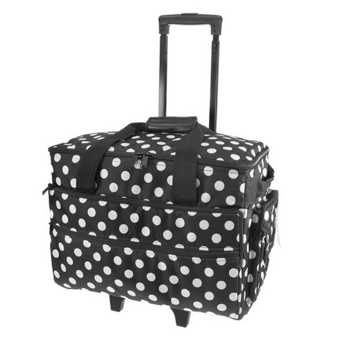 Sewing Crafts Trolley Bag - 51 x 38 x 28cm - Black Cream Dots