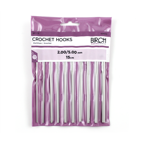 BIRCH - Aluminium Crochet Hooks - Set of 10 (2.00mm - 5.00mm) - 006610