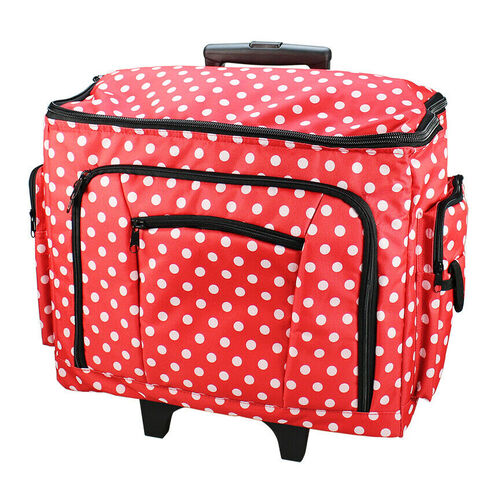 Sewing Crafts Trolley Bag - 47 x 38 x 24cm - Red Polka Dots