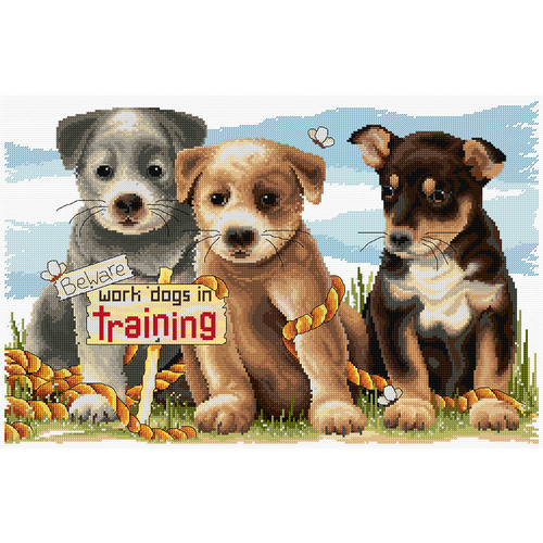 Country Threads Cross Stitch Kit WORK DOG IN TRAINING Design Includes Thread 30cm x 46cm - FJ-1080
