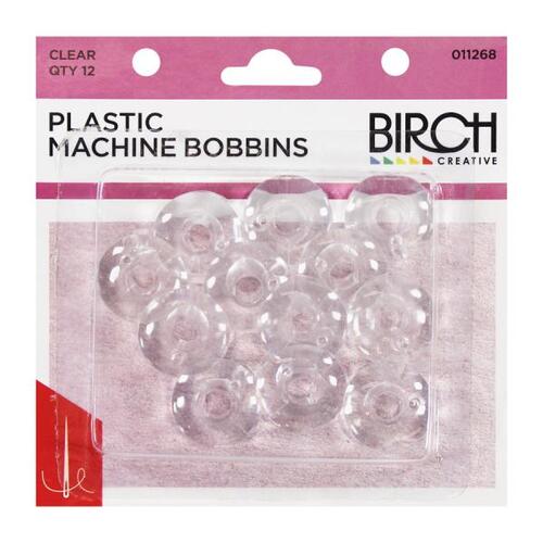 BIRCH - Plastic Machine Bobbins See Thru 12 Pack  011268 - Clear