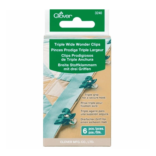 CLOVER Wonder Clips Triple Wide 6 Pack Art No. 3240 - Blue