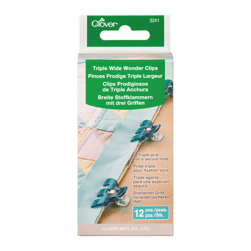 CLOVER Wonder Clips Triple Wide 12 Pack Art No. 3241 - Blue
