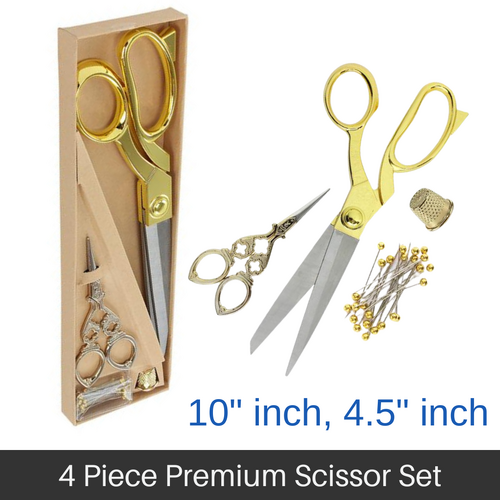 BIRCH Premium Dressmaker Scissors + Embroidery Scissors, Pins and Thimble Gold - 018019 - GOLD