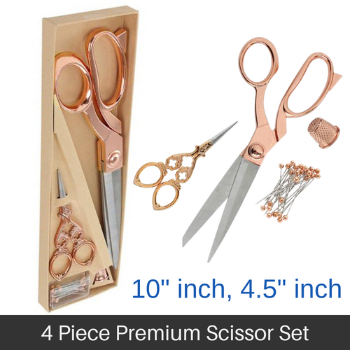 BIRCH Premium Dressmaker Scissors + Embroidery Scissors, Pins and Thimble Rose Gold - 018019-Rose Gold