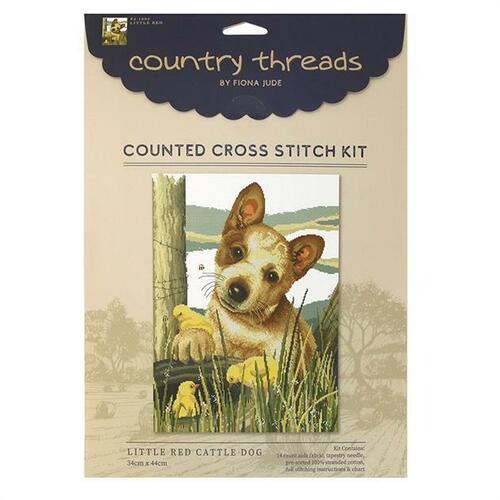 Country Threads LITTLE RED CATTLE DOG Counted Cross Stitch Kit 34x44cm - FJ-109