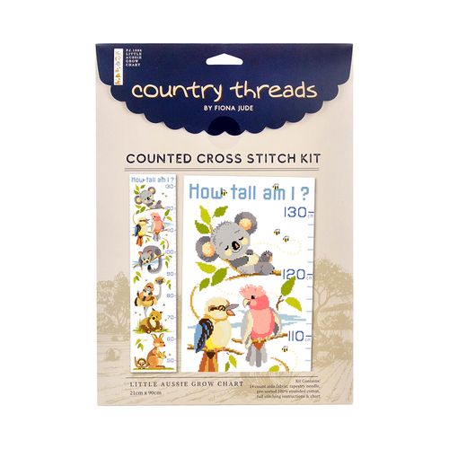 Country Threads LITTLE AUSSIE GROW CHART Counted Cross Stitch Kit 21x90cm - FJ-1098