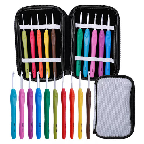 BIRCH Soft Handle Crochet Hook Set 10 Ergonomic Soft Grip Hooks with Case - 1.5mm-6.0mm