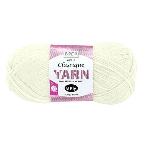 Birch Classique Yarn 100% Acrylic 100g Ball 8ply - Ivory
