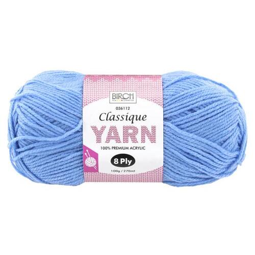Birch Classique Yarn 100% Acrylic 100g Ball 8ply - Sky Blue