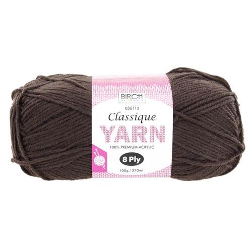 Birch Classique Yarn 100% Acrylic 100g Ball 8ply - Brown